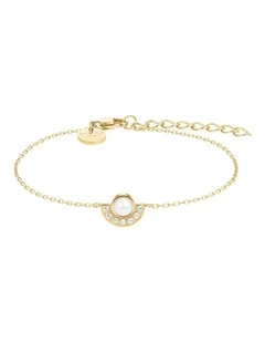 Modern Pearl Circle Bracelet in Gold-Tone