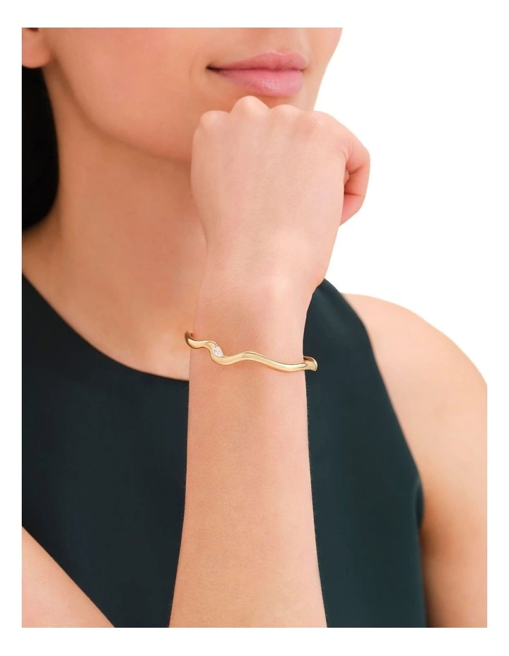 Marquise Wave Bangle Bracelet in Gold-Tone image 2