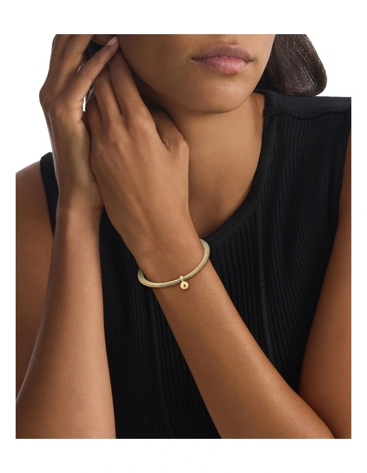 Layered Ionic Plated Thin Steel Chain Bracelet in Gold image 3