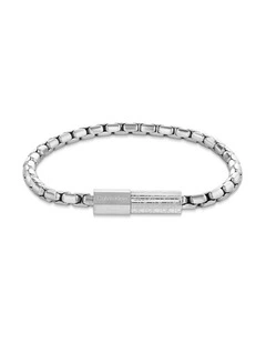 Contoured Barrel Stainless Steel Chain Bracelet in Silver