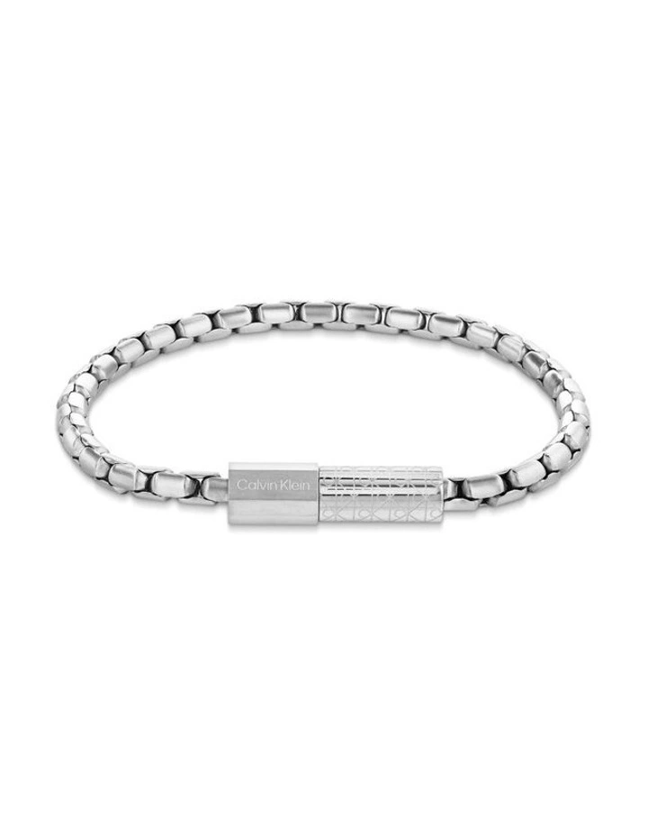 Contoured Barrel Stainless Steel Chain Bracelet in Silver image 1