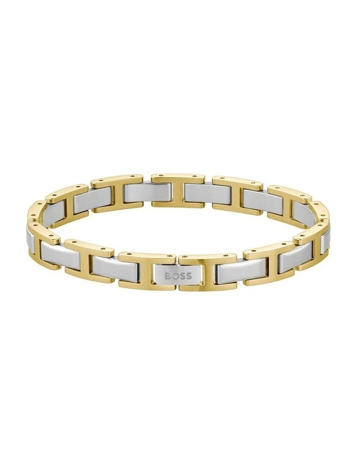 Nolan Stainless Steel & Ionic Plated Thin Steel Link Bracelet in Gold image 1