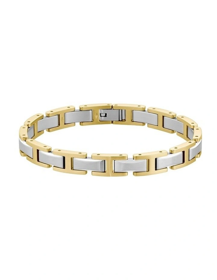Nolan Stainless Steel & Ionic Plated Thin Steel Link Bracelet in Gold image 2