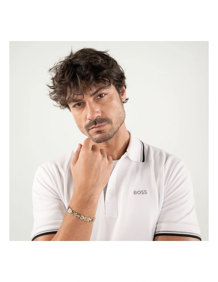 Nolan Stainless Steel & Ionic Plated Thin Steel Link Bracelet in Gold image 4