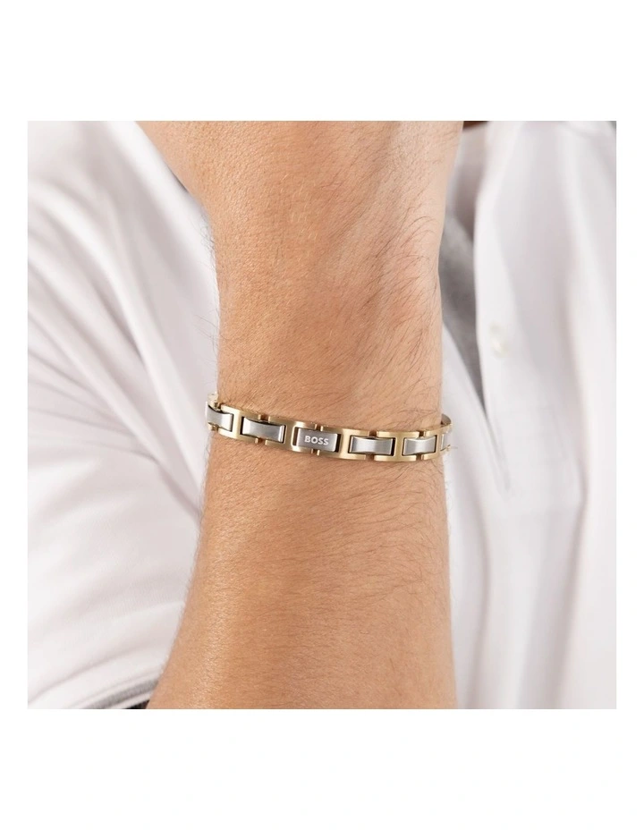 Nolan Stainless Steel & Ionic Plated Thin Steel Link Bracelet in Gold image 5