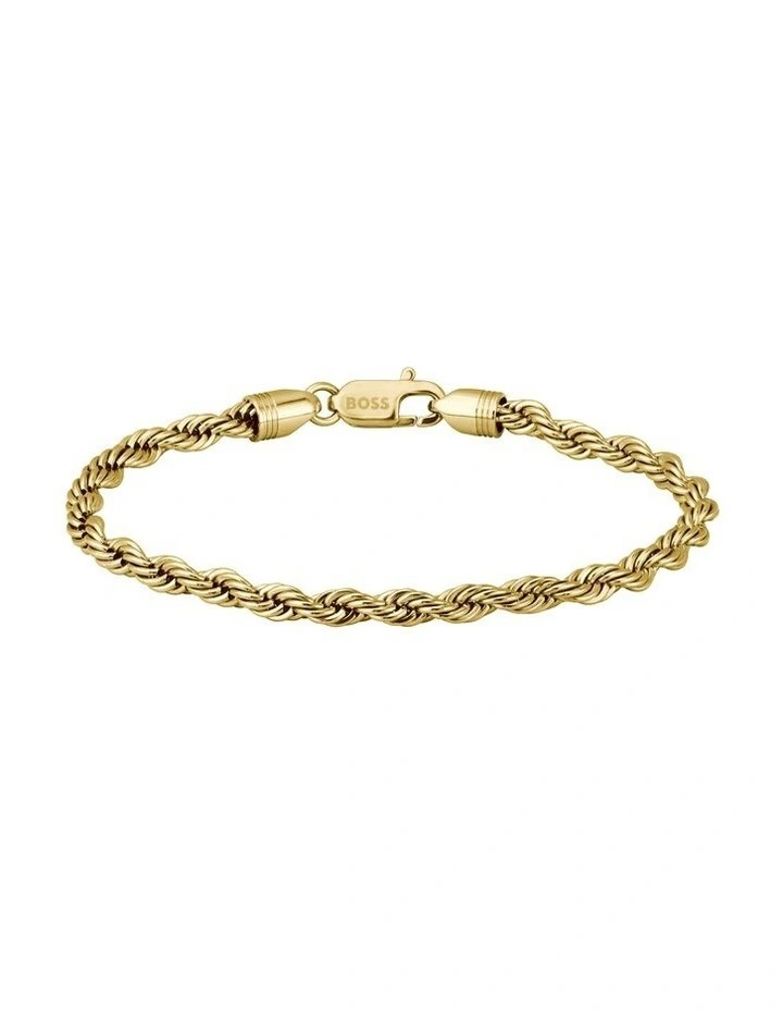 Myles Ionic Plated Thin Steel Chain Bracelet in Gold image 1