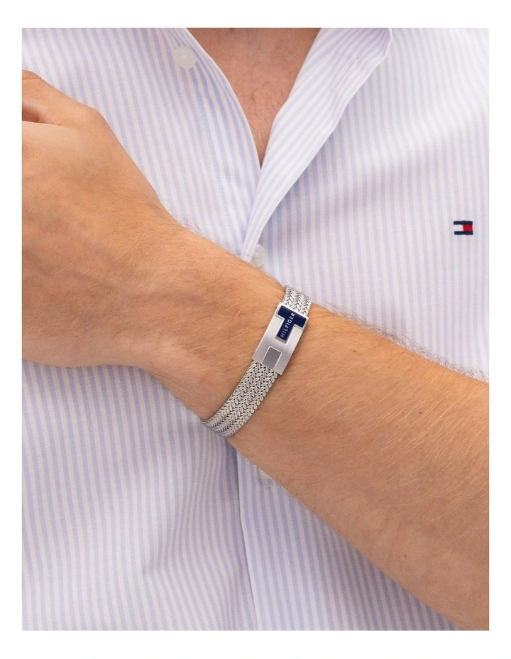 Nautical Mesh Stainless Steel Mesh Chain Bracelet in Silver image 3