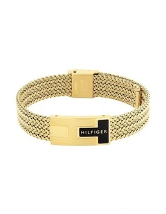 Nautical Mesh Ionic Plated Thin Steel Mesh Chain Bracelet in Gold