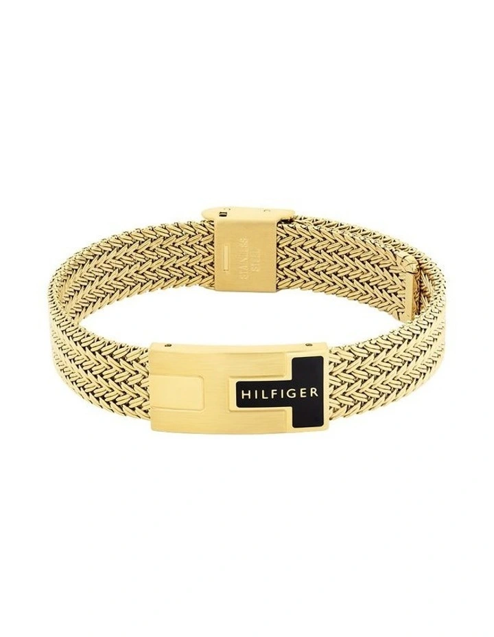 Nautical Mesh Ionic Plated Thin Steel Mesh Chain Bracelet in Gold image 1