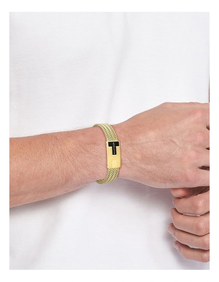 Nautical Mesh Ionic Plated Thin Steel Mesh Chain Bracelet in Gold image 4