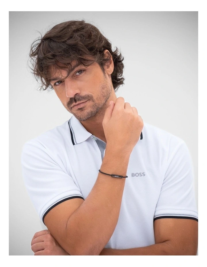 Black Steel & Black Leather Men's Leather Bracelet image 6