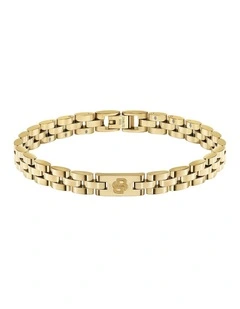 Gold Steel Men's Metal Link Bracelet