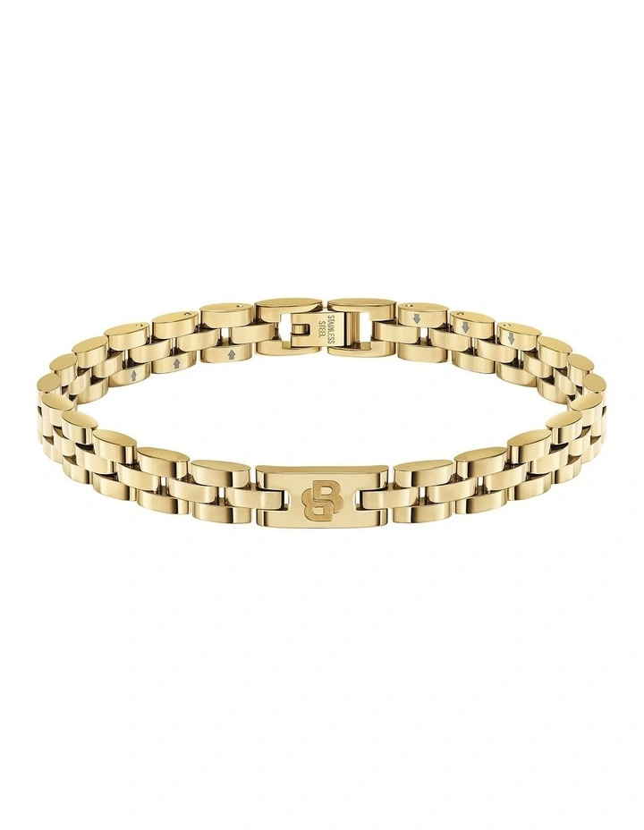 Gold Steel Men's Metal Link Bracelet image 1