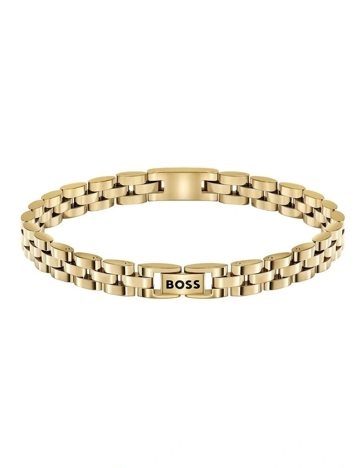 Gold Steel Men's Metal Link Bracelet image 2