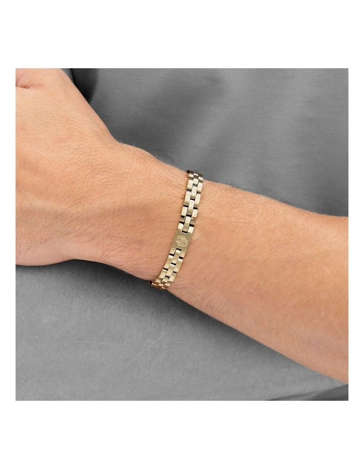 Gold Steel Men's Metal Link Bracelet image 4