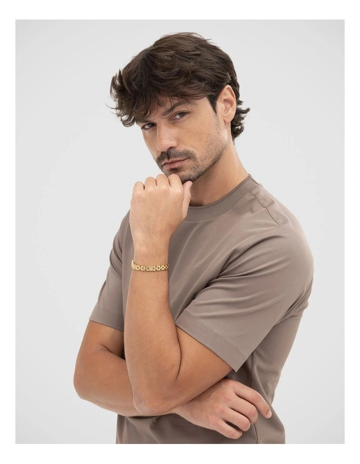 Gold Steel Men's Metal Link Bracelet image 5