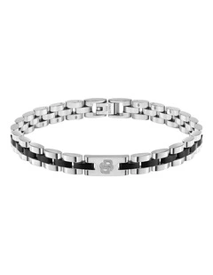 Stainless Steel & Black Steel Men's Metal Link Bracelet