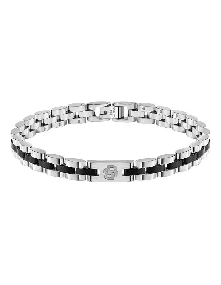 Stainless Steel & Black Steel Men's Metal Link Bracelet image 1