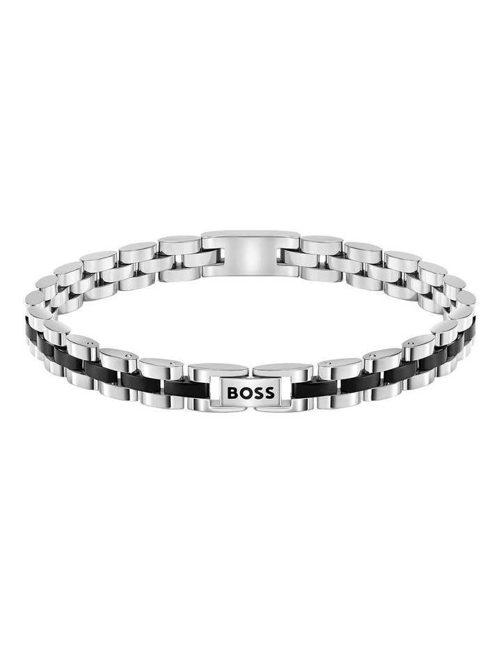 Stainless Steel & Black Steel Men's Metal Link Bracelet image 2