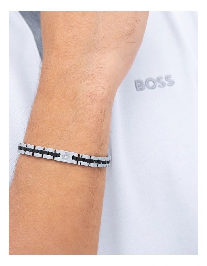 Stainless Steel & Black Steel Men's Metal Link Bracelet image 5