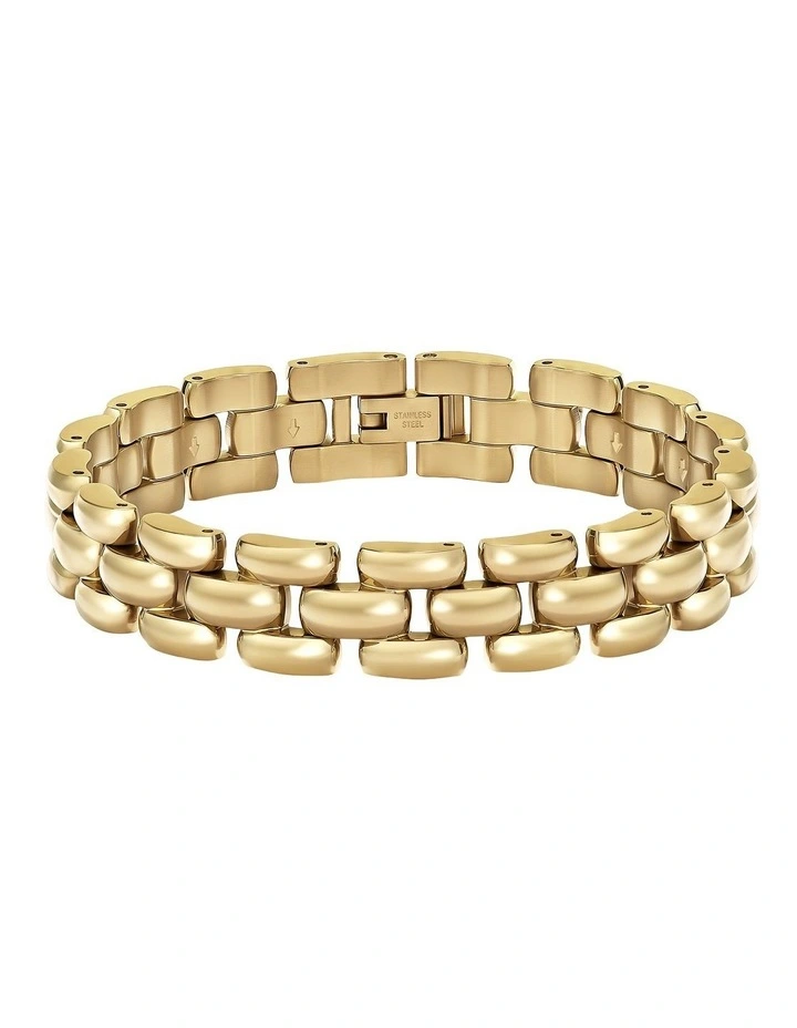 Gold Steel Women's Metal Link Bracelet image 2