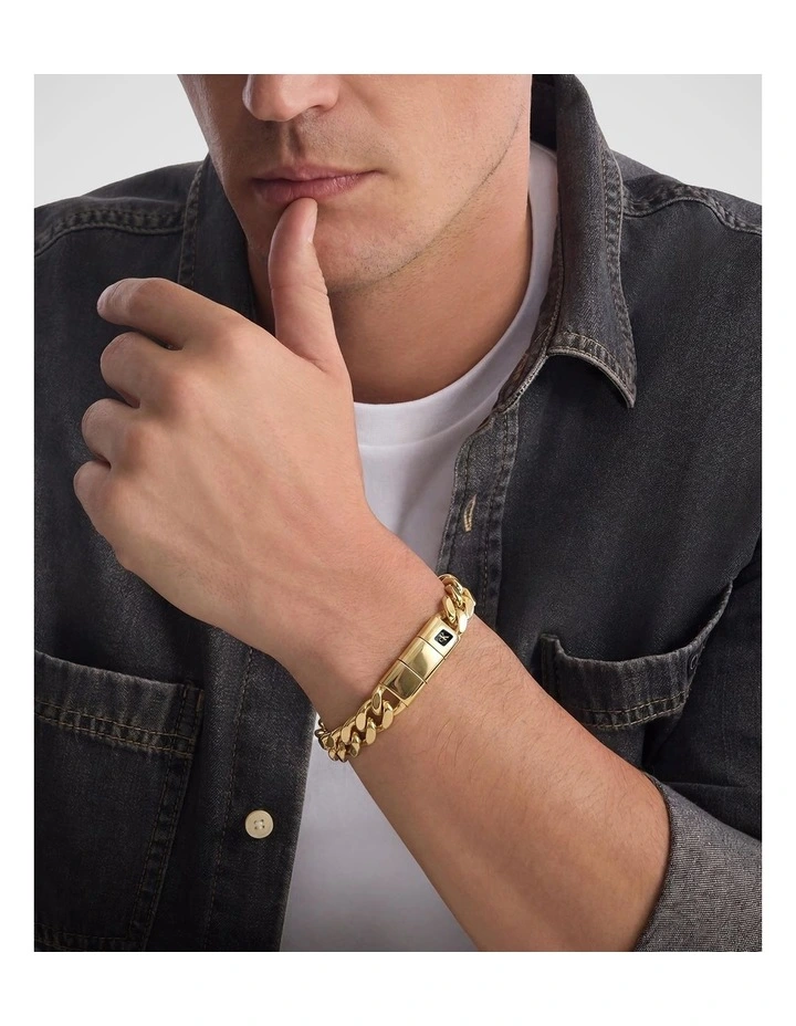 Gold Steel Men's Chain Bracelet image 3