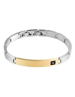 Stainless Steel & Gold Steel Men's Metal Link Bracelet