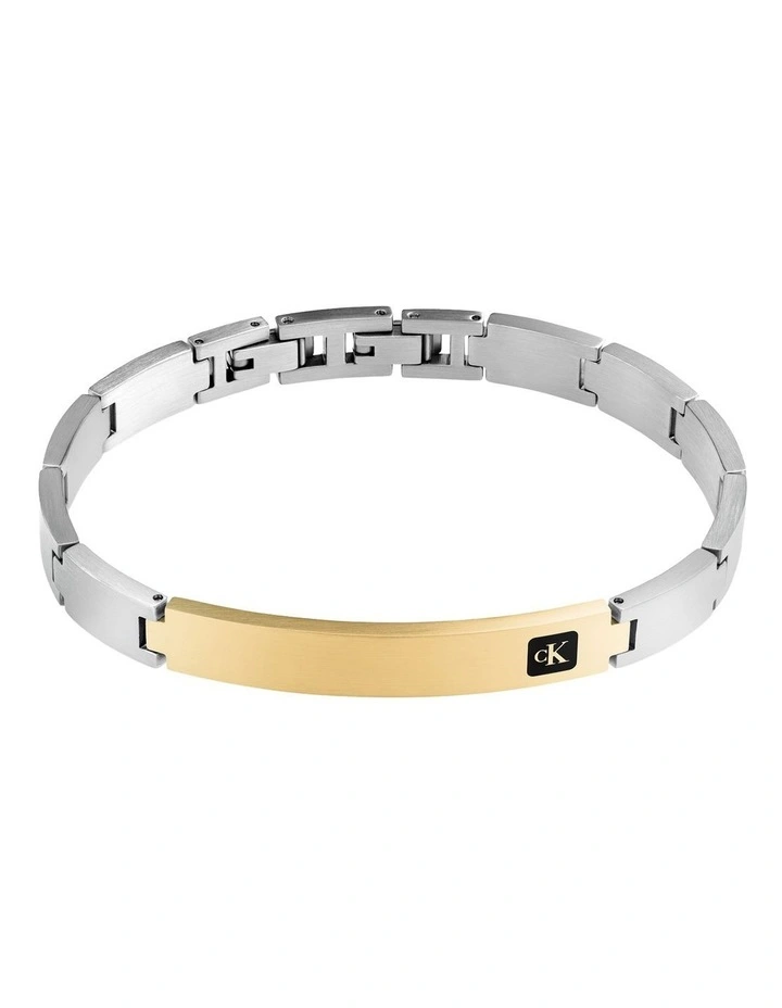 Stainless Steel & Gold Steel Men's Metal Link Bracelet image 1