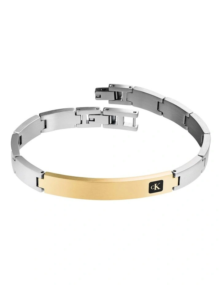 Stainless Steel & Gold Steel Men's Metal Link Bracelet image 2