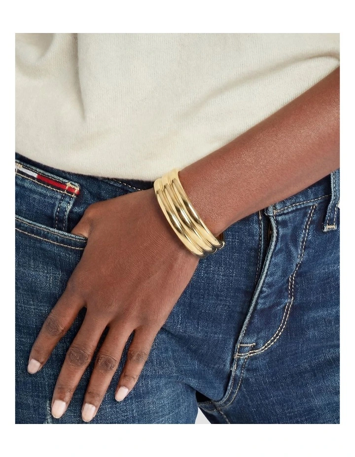 Gold Steel Women's Hinge Bangle image 3