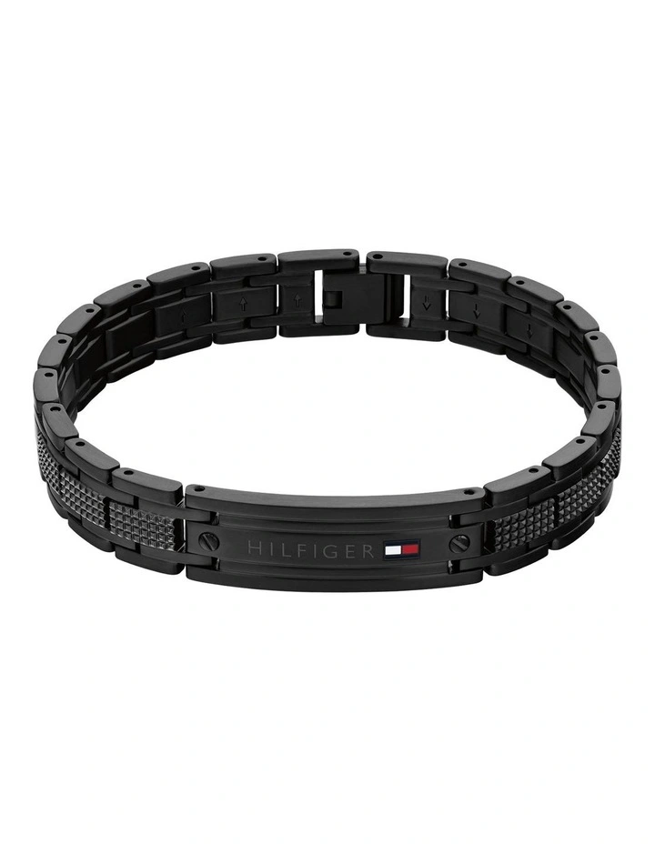 Black Steel Men's Metal Link Bracelet image 1