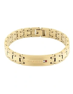 Gold Steel Men's Metal Link Bracelet