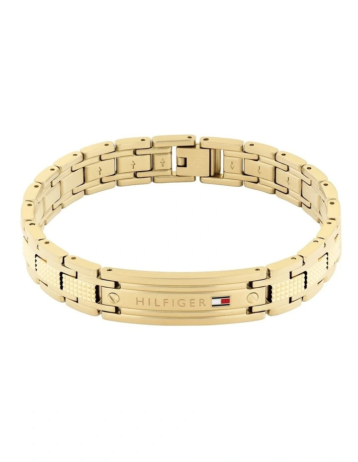 Gold Steel Men's Metal Link Bracelet image 1