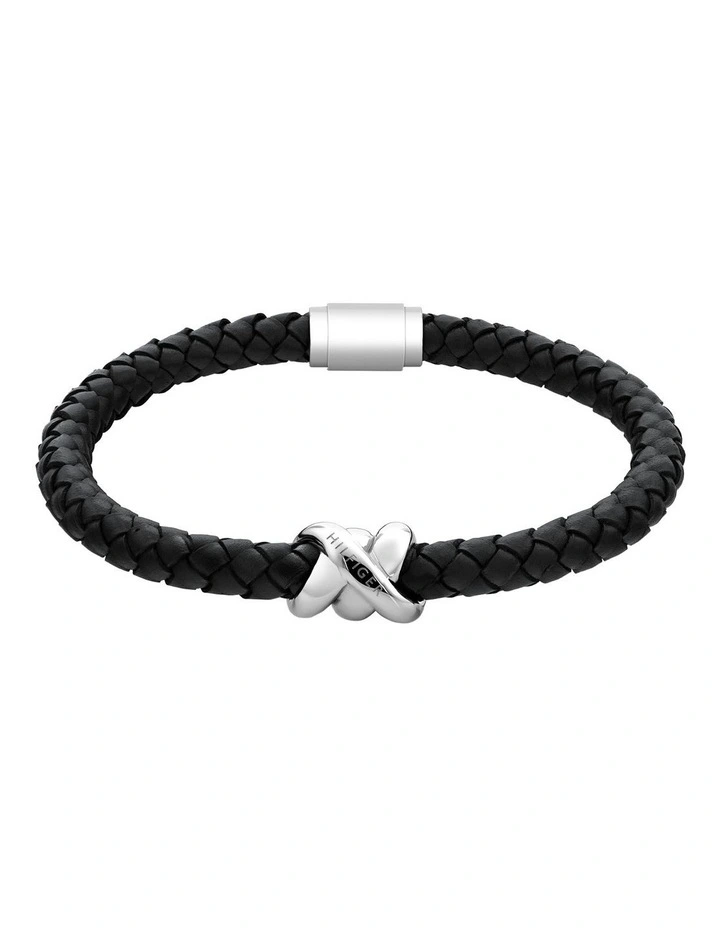Tommy Hilfiger Nautical Knot For Him Stainless Steel & Black Leather Leather Bracelet image 1
