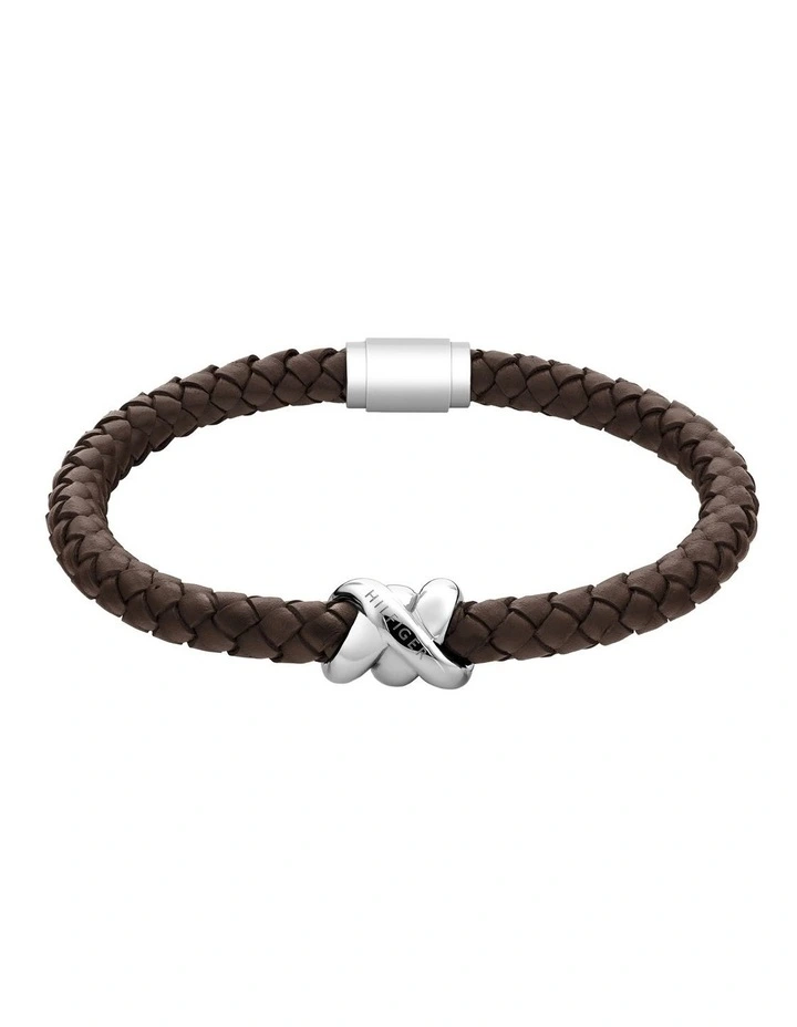 Stainless Steel & Brown Leather Men's Leather Bracelet image 1