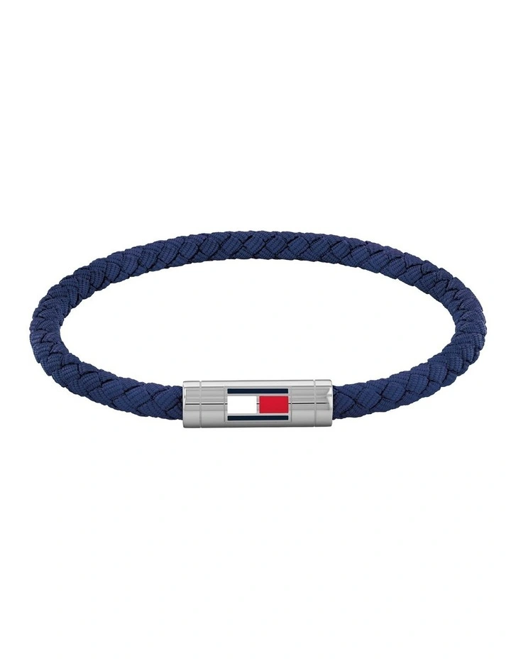 Stainless Steel & Blue Nylon Men's Nylon Bracelet image 1