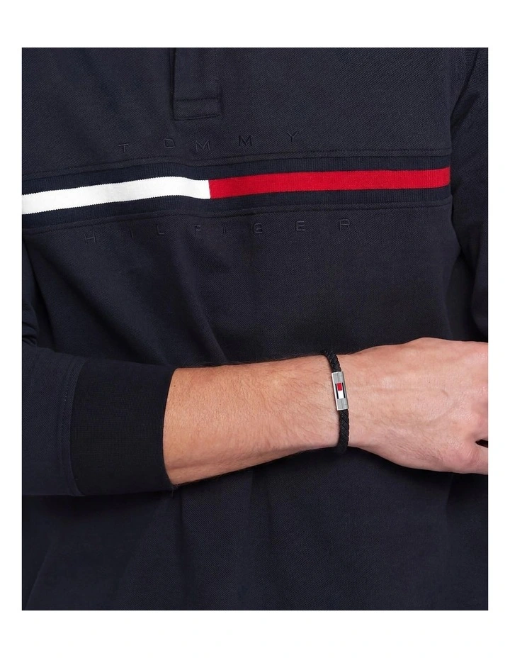 Stainless Steel & Black Nylon Cord Men's Nylon Bracelet image 2
