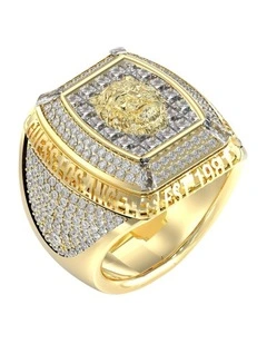 Lion Pave Signet Ring 14mm in Gold
