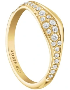 Pav Wave Ring in Gold-Tone