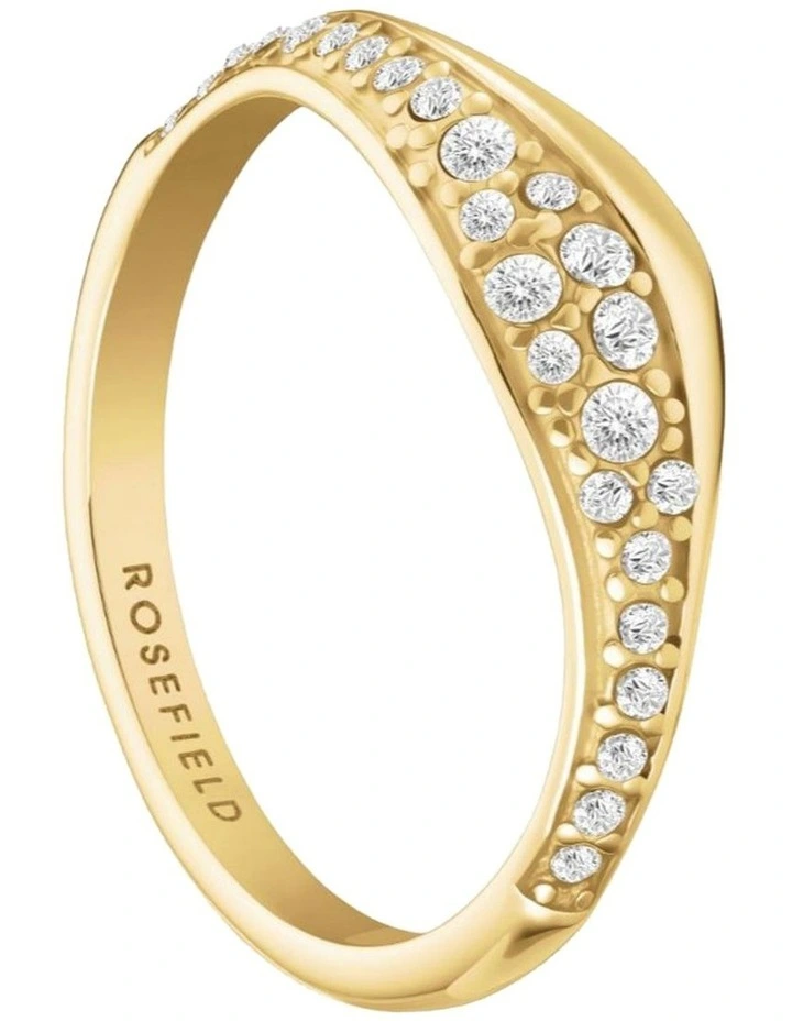 Pav Wave Ring in Gold-Tone image 1