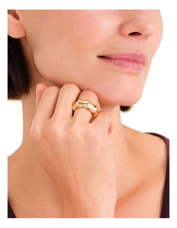 Statement Bamboo Ring in Gold-Tone image 2