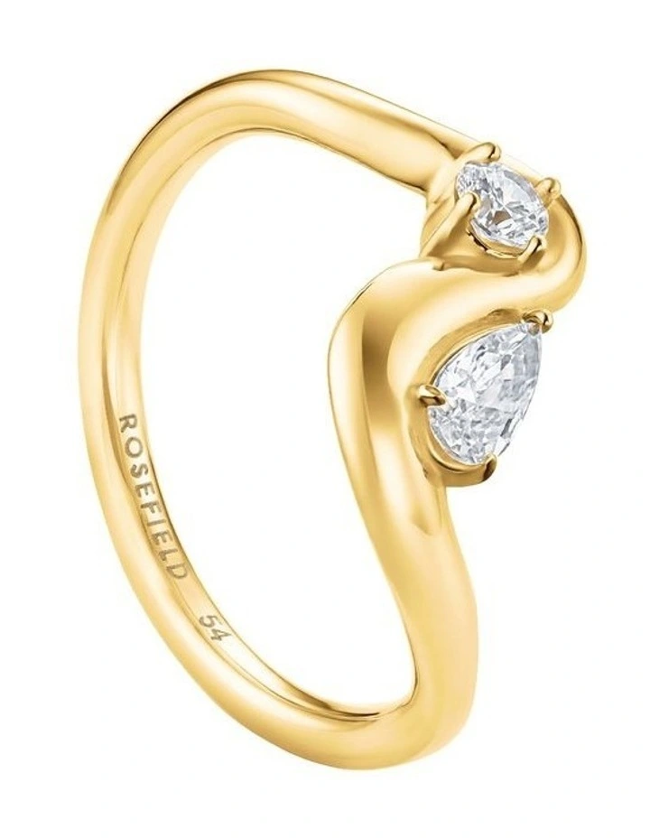 Mix Wave Ring Size 54 in Gold-Tone image 1