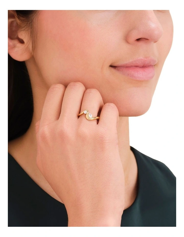 Mix Wave Ring Size 54 in Gold-Tone image 2