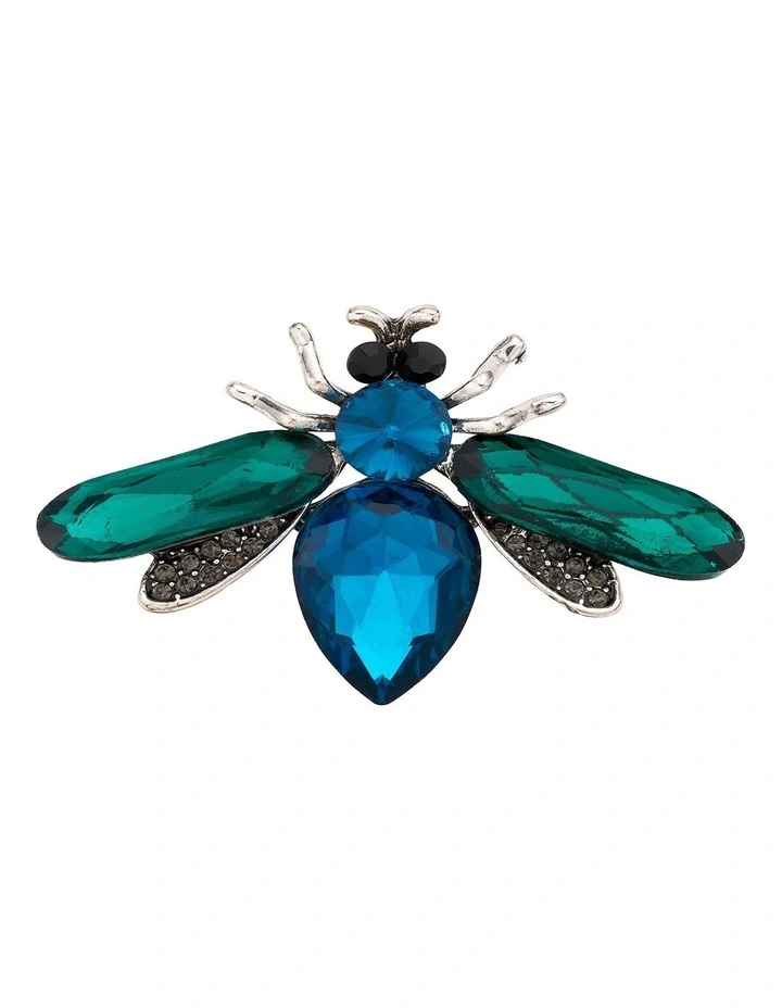 Decorative Bee Motif Brooch in Blue image 1