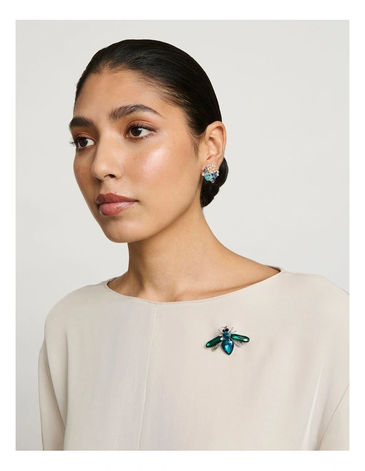 Decorative Bee Motif Brooch in Blue image 2