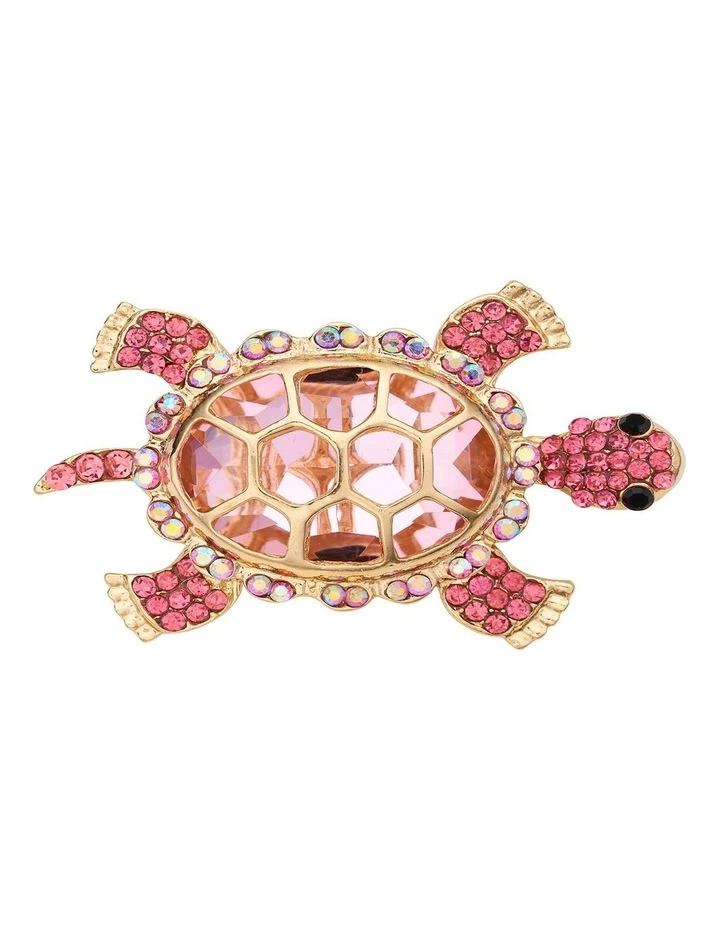 Sparkly Turtle Brooch in Pink image 1