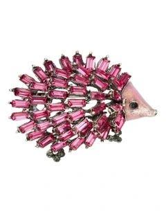 Decorative Hedgehog Motif Brooch in Pink