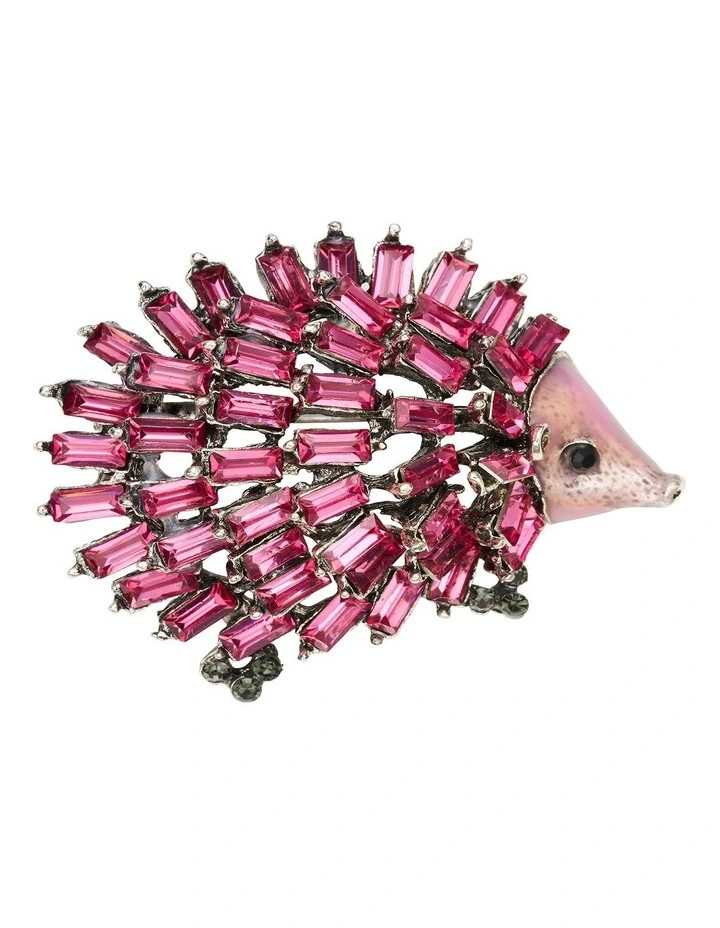 Decorative Hedgehog Motif Brooch in Pink image 1