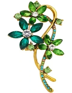 Flower Posy Brooch in Green