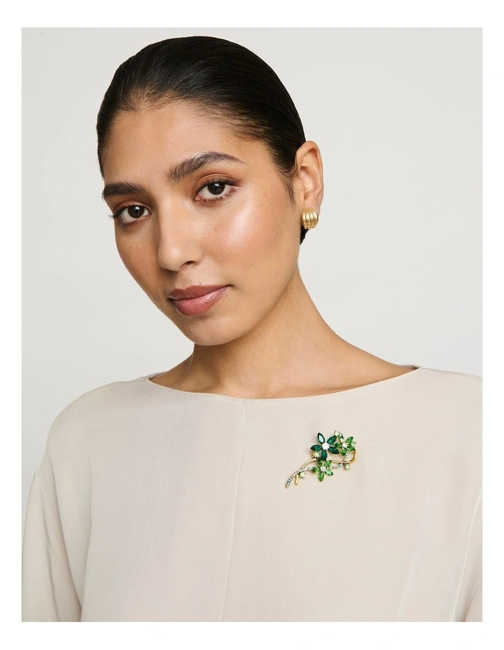 Flower Posy Brooch in Green image 2